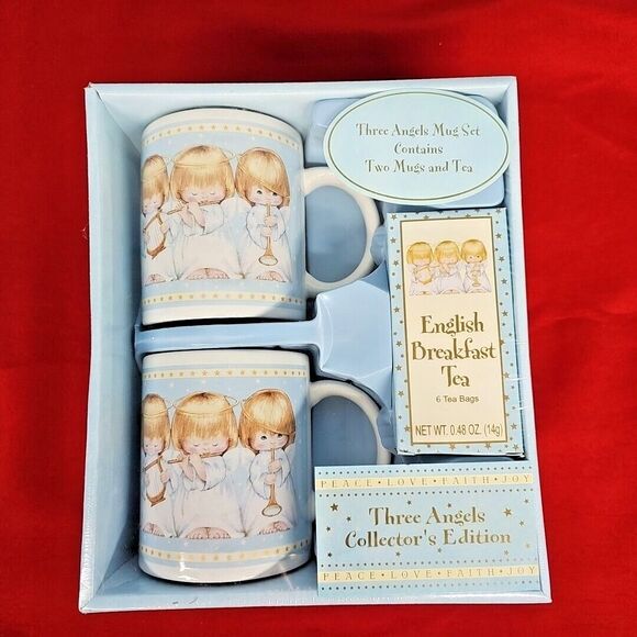 Angels Coffee Mugs Cups English Breakfast Tea Bags Blue Collectors Edition - Picture 1 of 8